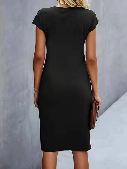 Katrien – Tijdloze Midi Jurk met Flatterend silhouet Velora-Amsterdam