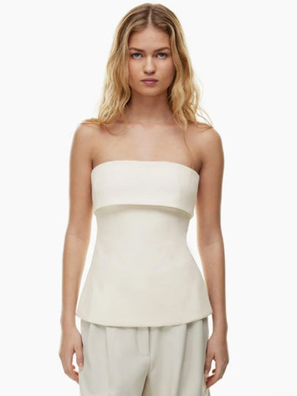 Dames Strapless Bandeau Top Peplum