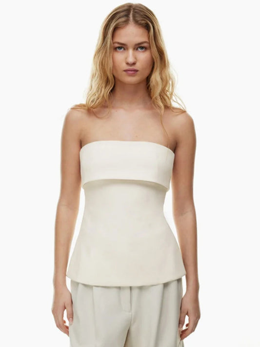 Dames Strapless Bandeau Top Peplum