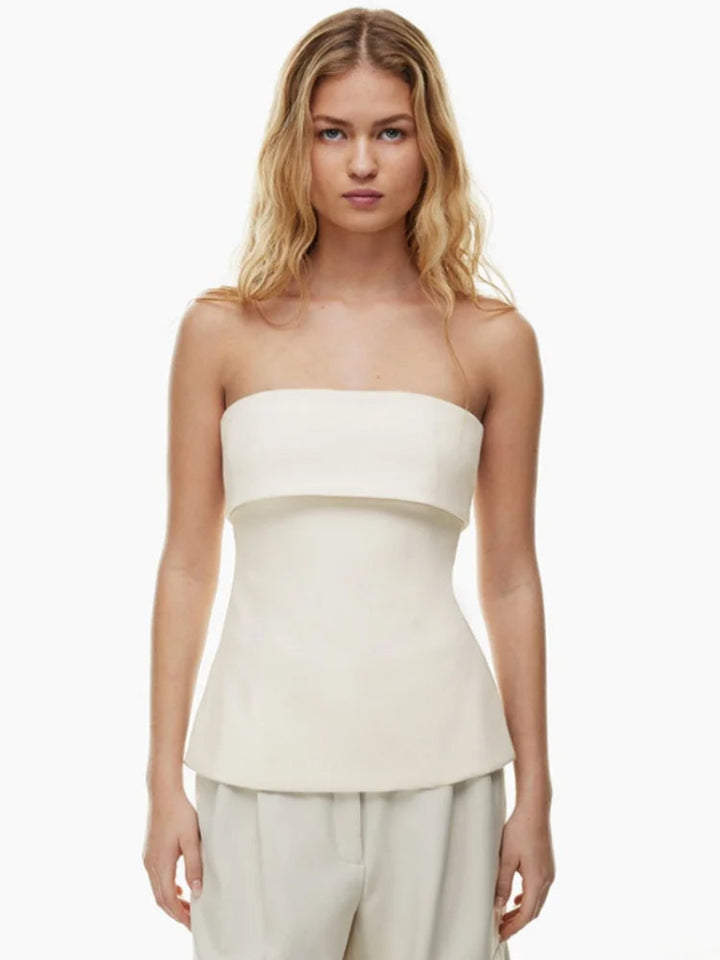 Dames Strapless Bandeau Top Peplum