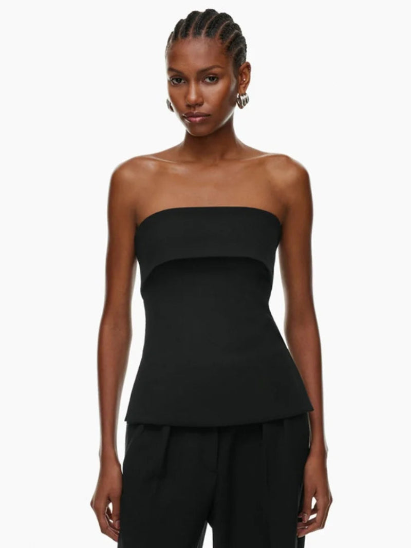Dames Strapless Bandeau Top Peplum