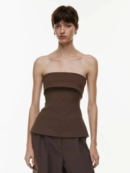 Dames Strapless Bandeau Top Peplum