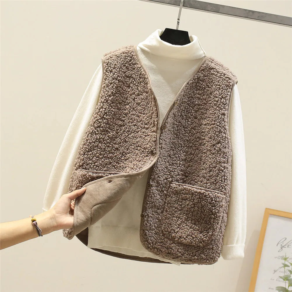 Dames Zachte Bodywarmer met Knopen en Zakken – Warm Katoen, Casual Vest voor Herfst en Winter Modehuis-Nederland