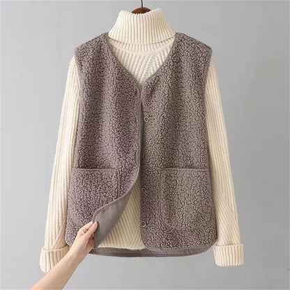 Dames Zachte Bodywarmer met Knopen en Zakken – Warm Katoen, Casual Vest voor Herfst en Winter Modehuis-Nederland