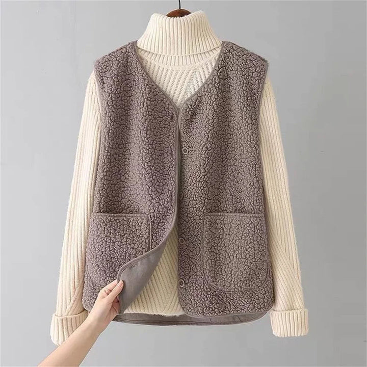 Dames Zachte Bodywarmer met Knopen en Zakken – Warm Katoen, Casual Vest voor Herfst en Winter Modehuis-Nederland