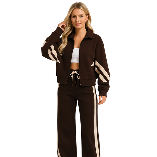 Dames Trainingspak Strepen Co-ord Set Wide Leg