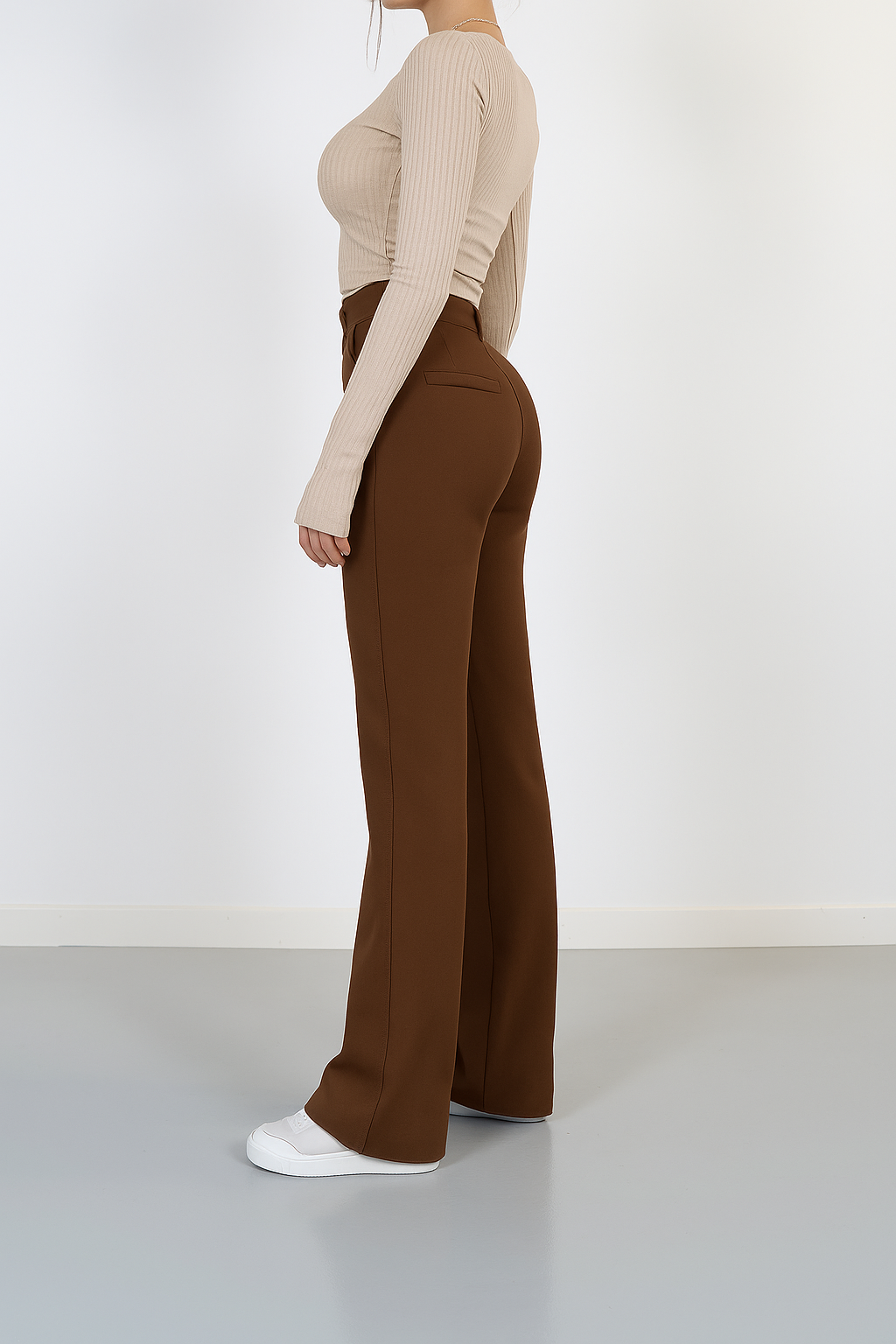 Dames Wide Leg Pantalon Hoge Taille Lang