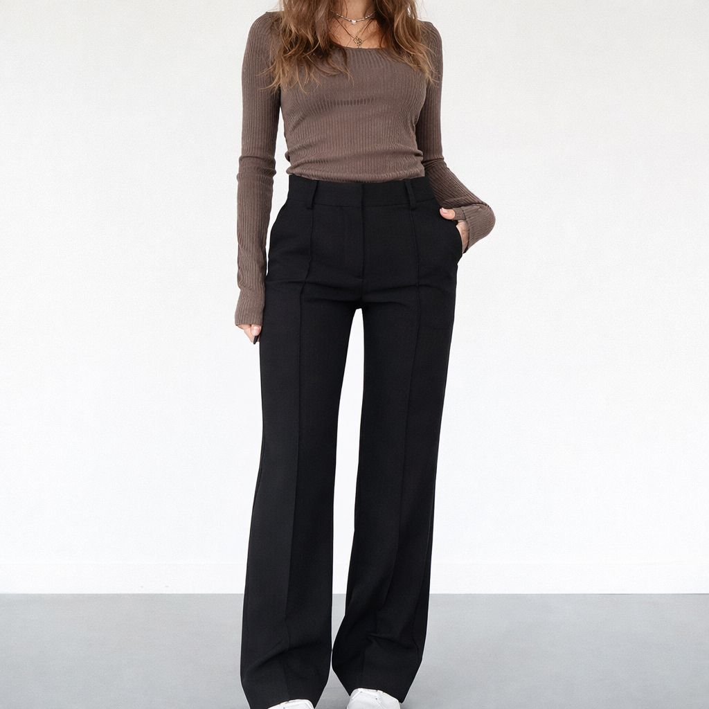 Dames Wide Leg Pantalon Hoge Taille Lang