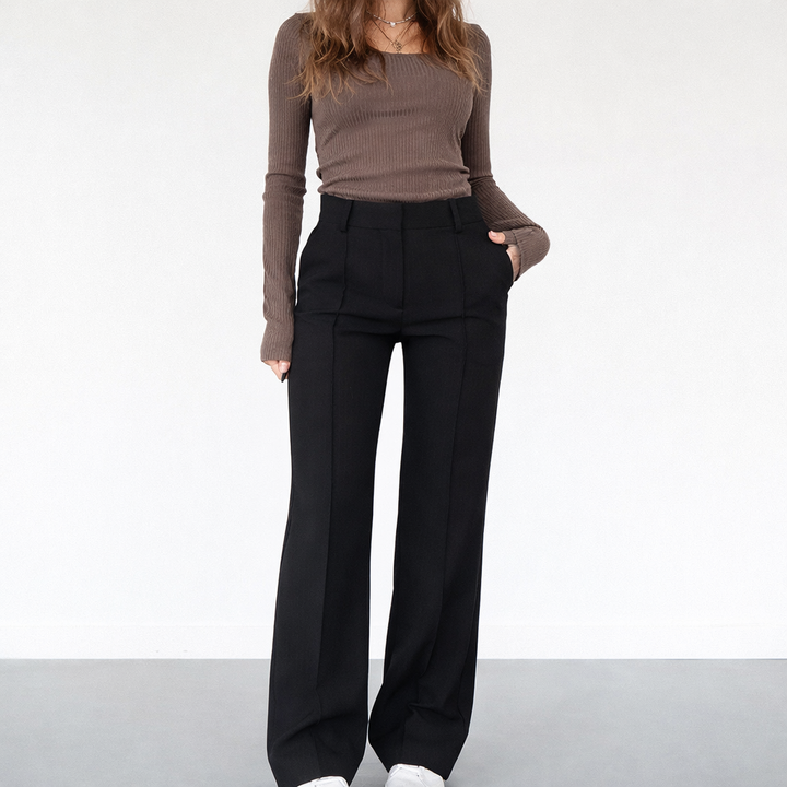 Dames Wide Leg Pantalon Hoge Taille Lang