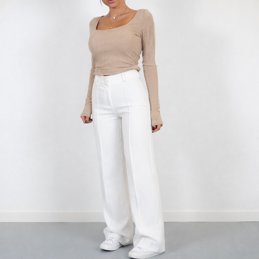 Dames Wide Leg Pantalon Hoge Taille Lang