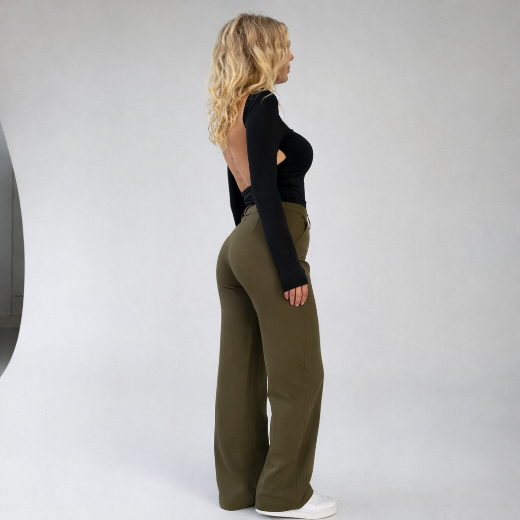 Dames Wide Leg Pantalon Hoge Taille Lang