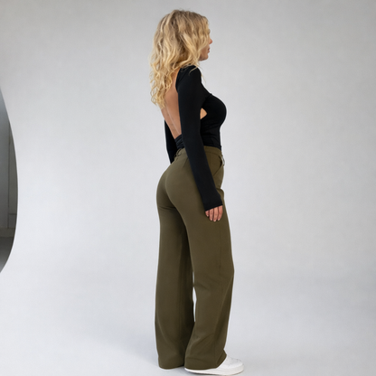 Dames Wide Leg Pantalon Hoge Taille Lang