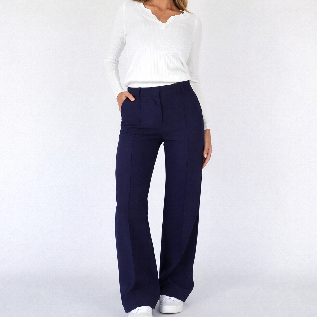 Dames Wide Leg Pantalon Hoge Taille Lang