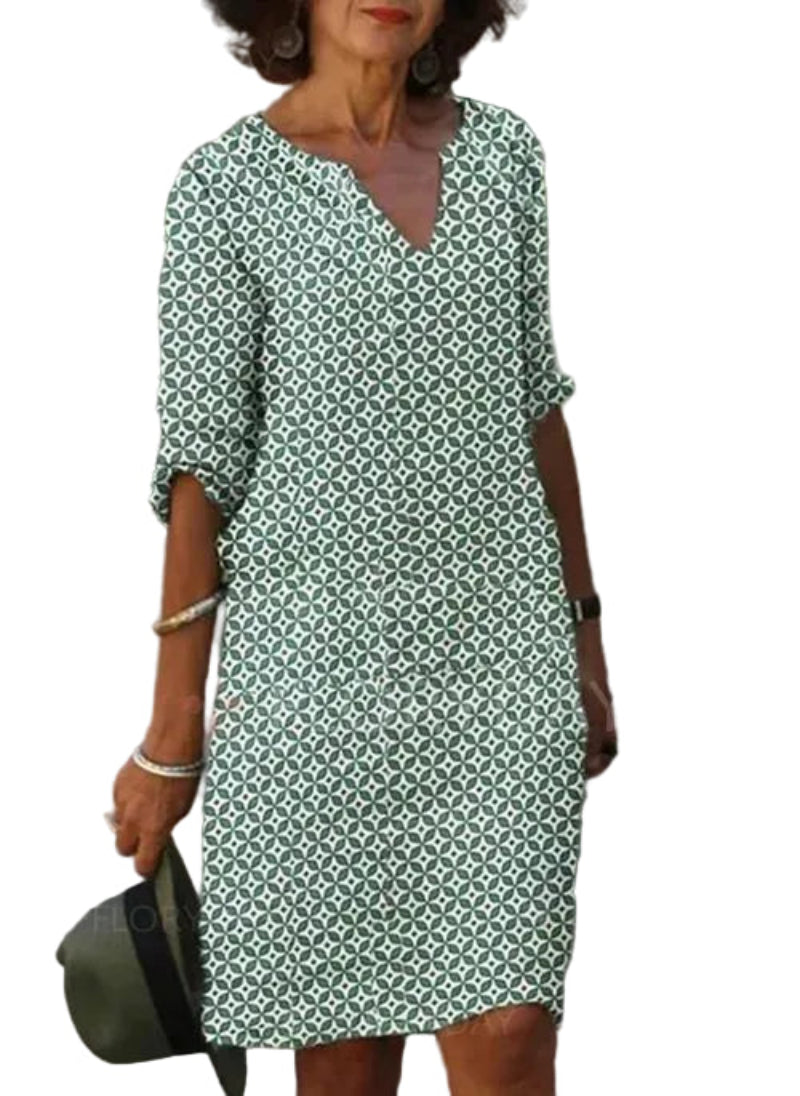 Dames Zomer Print Tuniekjurk Korte Mouw Mini