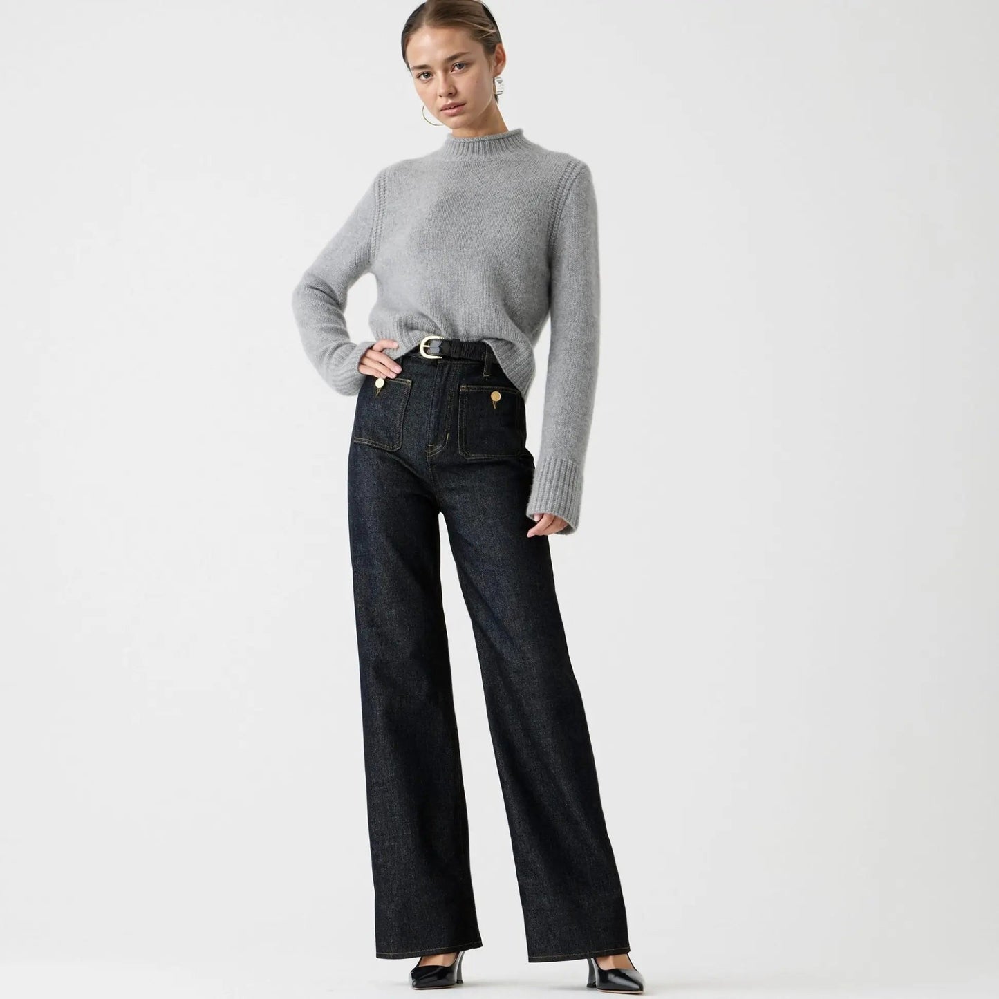 Dames flared jeans met hoge taille