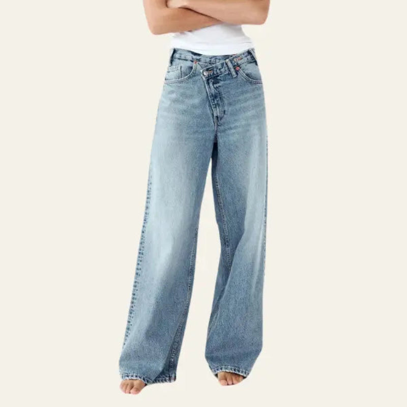 Dames jeans met wijde pijpen
