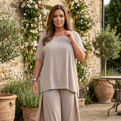 Dames tweedelige set Oversized top en wijde broek Modehuis-Nederland