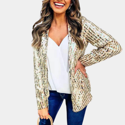 Damesblazer met pailletten en glitter