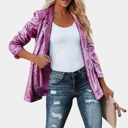 Damesblazer met pailletten en glitter
