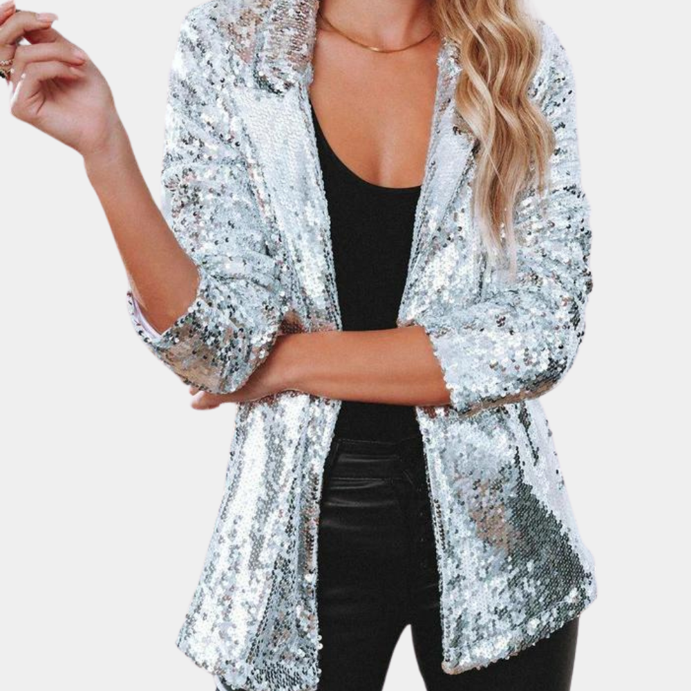 Damesblazer met pailletten en glitter