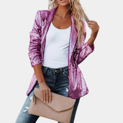 Damesblazer met pailletten en glitter
