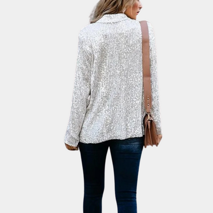 Damesblazer met pailletten en glitter
