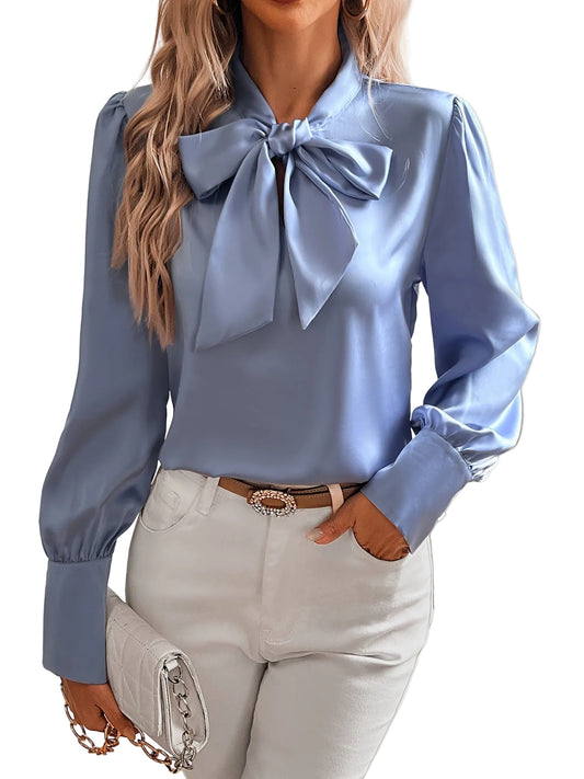 Damesblouse Lange mouwen met strik