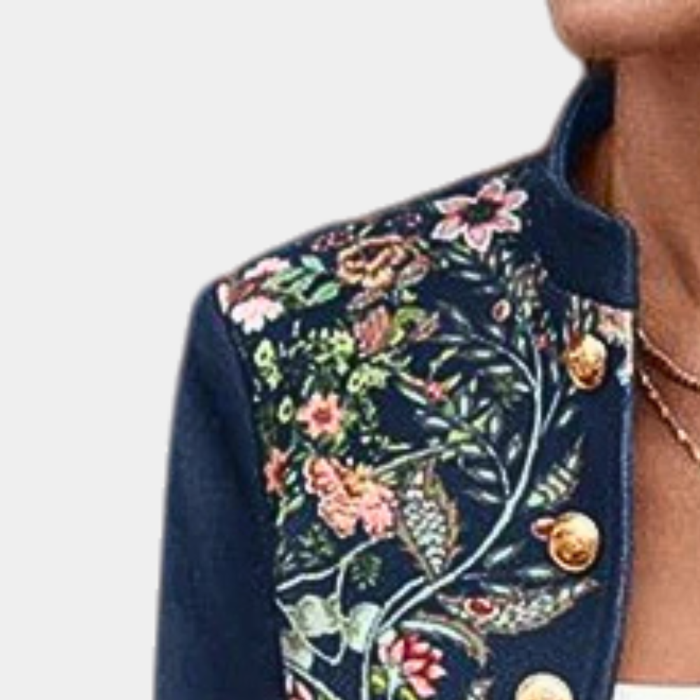 Damesjasje met bloemenprint en opstaande kraag Kort