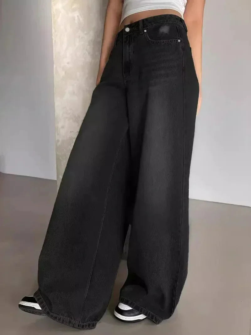 Damesjeans wijde pijpen baggy model