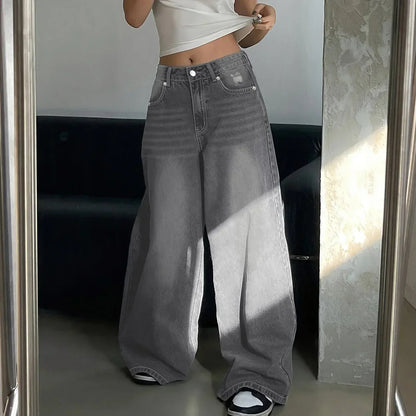 Damesjeans wijde pijpen baggy model