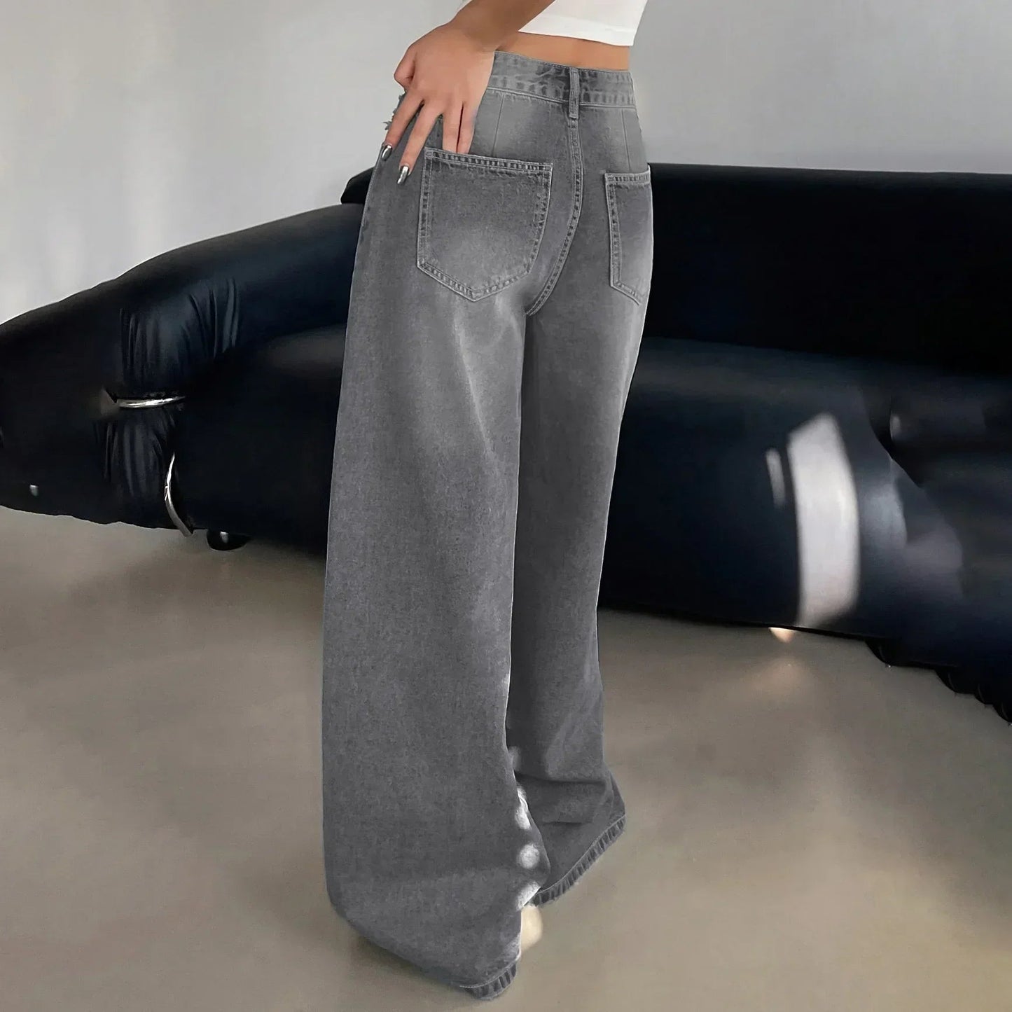 Damesjeans wijde pijpen baggy model