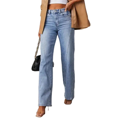 Damesjeans met rechte pijpen en hoge taille