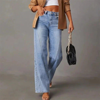Damesjeans met rechte pijpen en hoge taille
