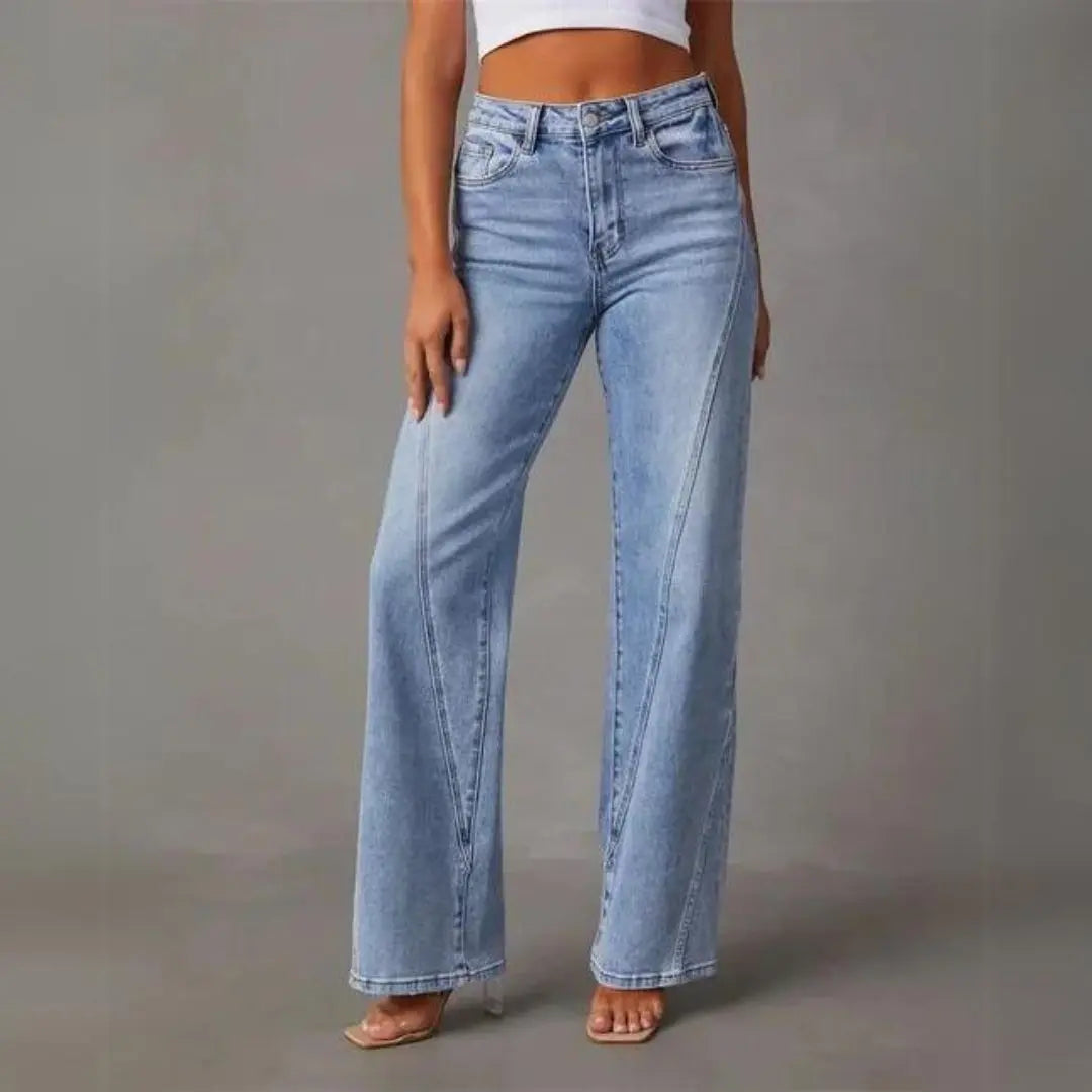 Damesjeans met rechte pijpen en hoge taille