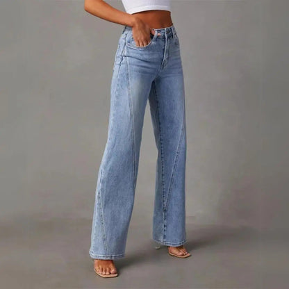 Damesjeans met rechte pijpen en hoge taille