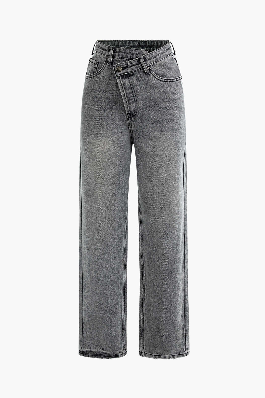Damesjeans met wijde pijpen en gekruiste bandjes