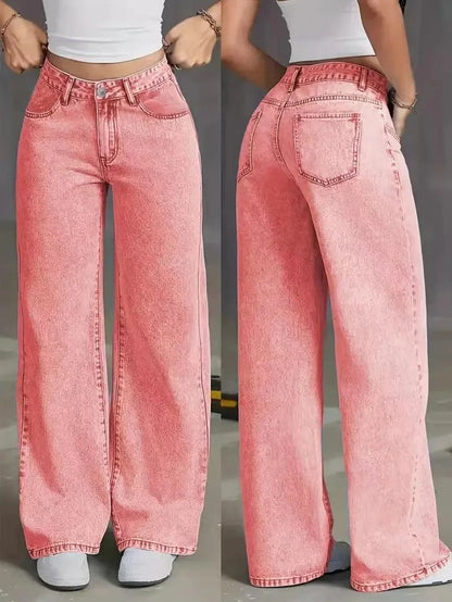 Damesjeans met wijde pijpen en hoge taille