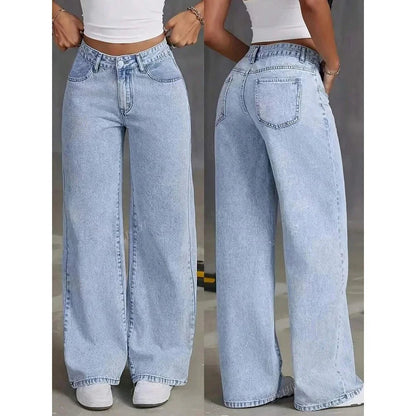 Damesjeans met wijde pijpen en hoge taille