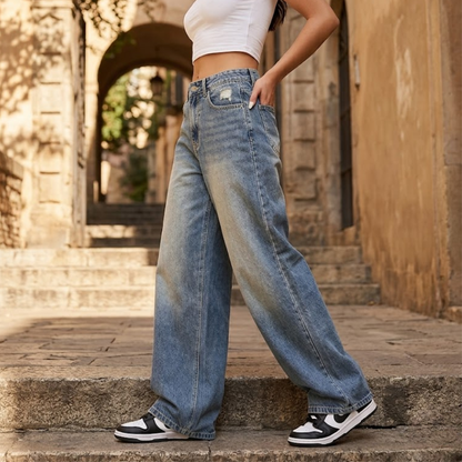 Damesjeans wijde pijpen baggy model Modehuis-Nederland