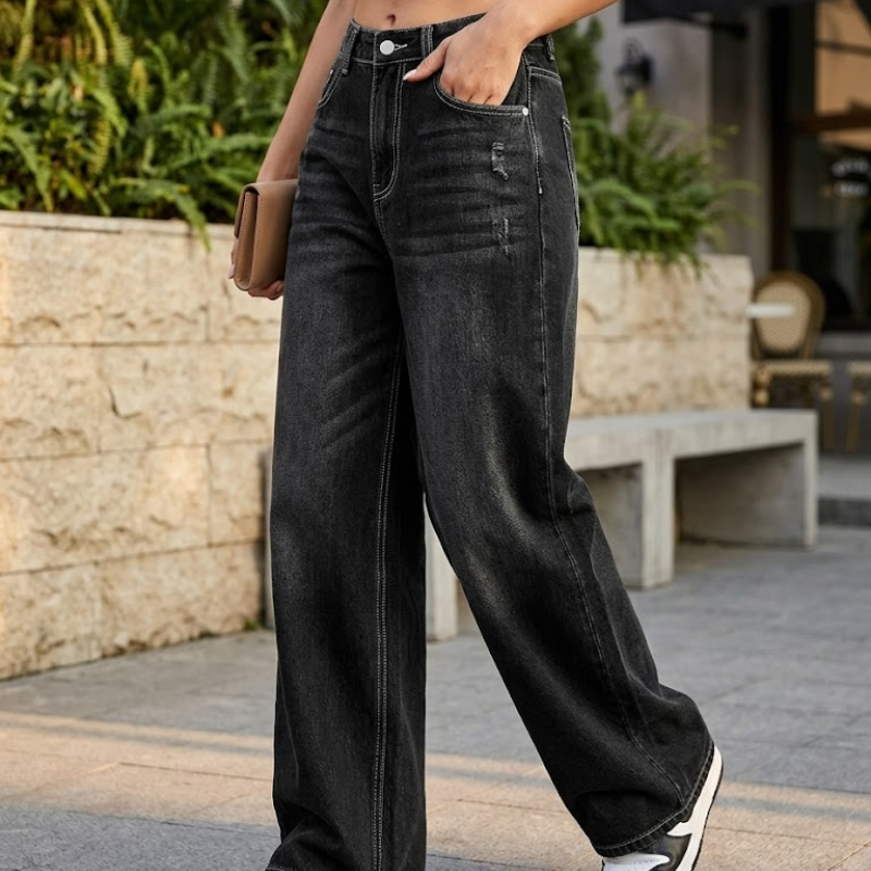 Damesjeans wijde pijpen baggy model Modehuis-Nederland
