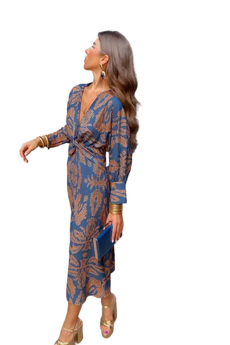 Women's Dress with Long Sleeves and Print