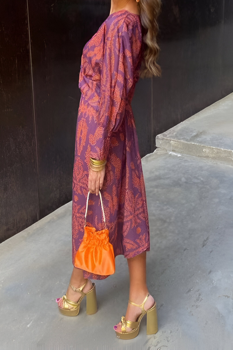 Women's Dress with Long Sleeves and Print