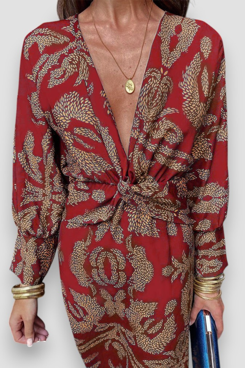 Women's Dress with Long Sleeves and Print