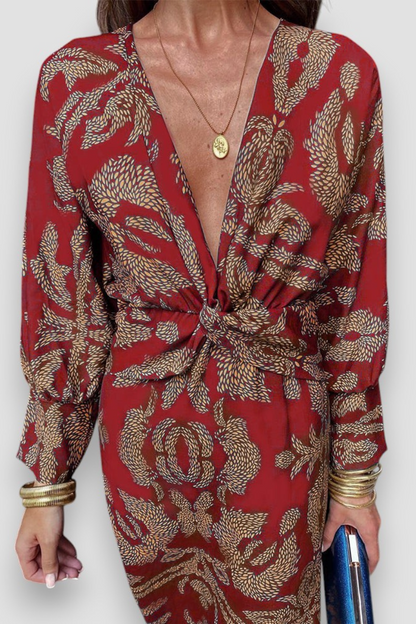 Women's Dress with Long Sleeves and Print