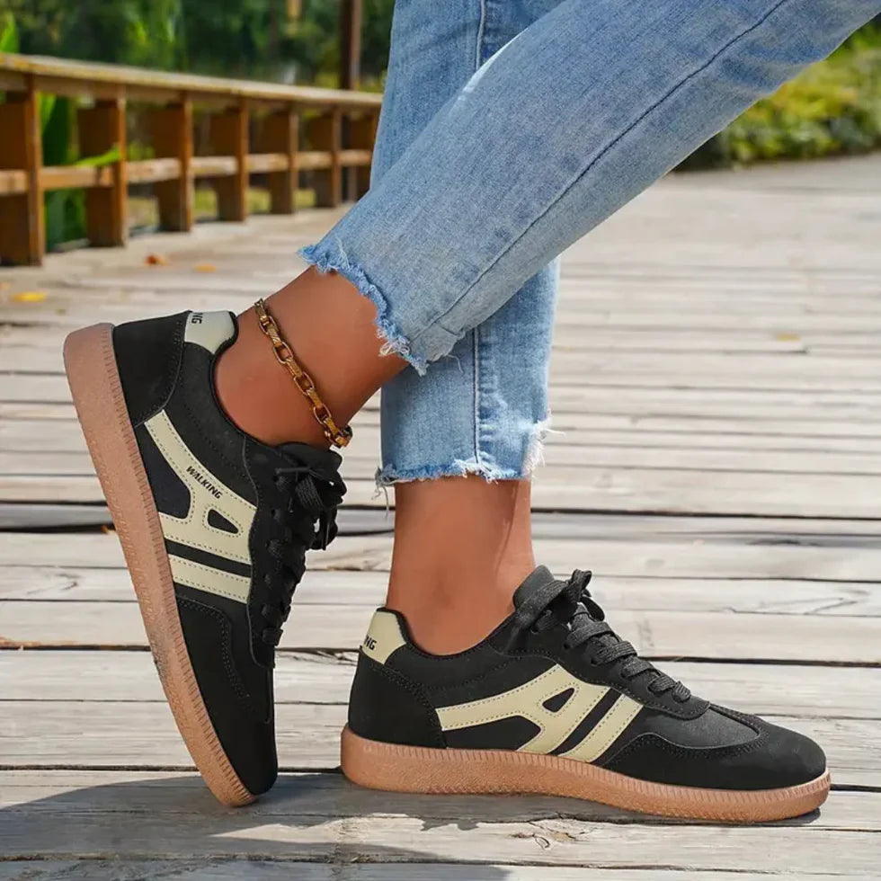 Dames zool lage sneakers met platte