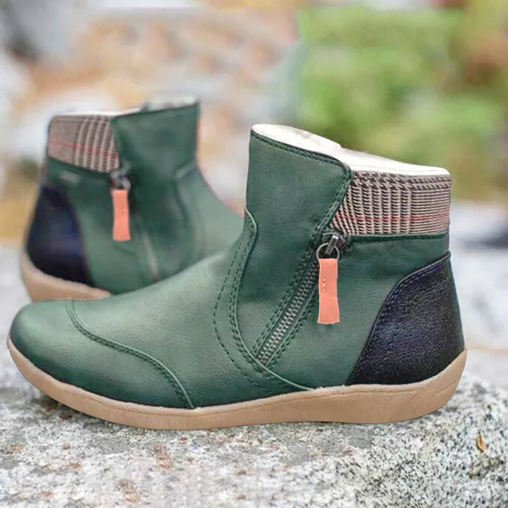 Dames Enkellaarsjes Met Zijrits En Antislipprofiel in Groen