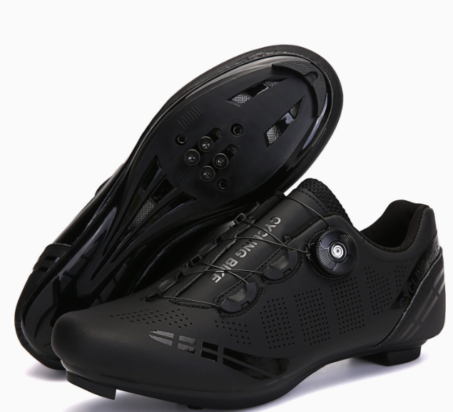 Unisex Geventileerde Fietsschoenen Met Draaisluiting En Klikzool in Zwart