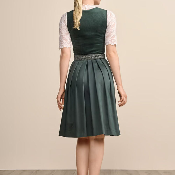 Dames Getailleerde Dirndl Jurk Met Geplooide Rok En Schort detailfoto 2