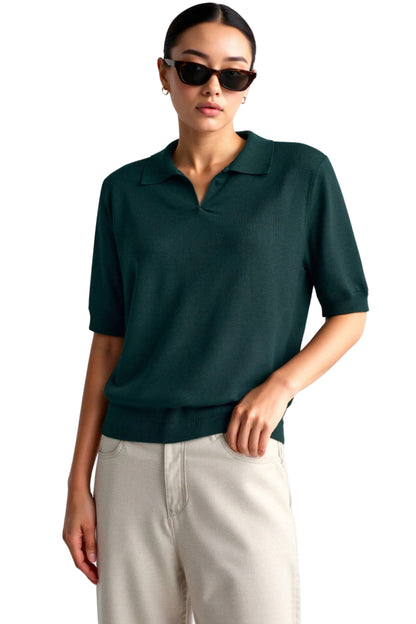 Gebreide poloshirt voor dames