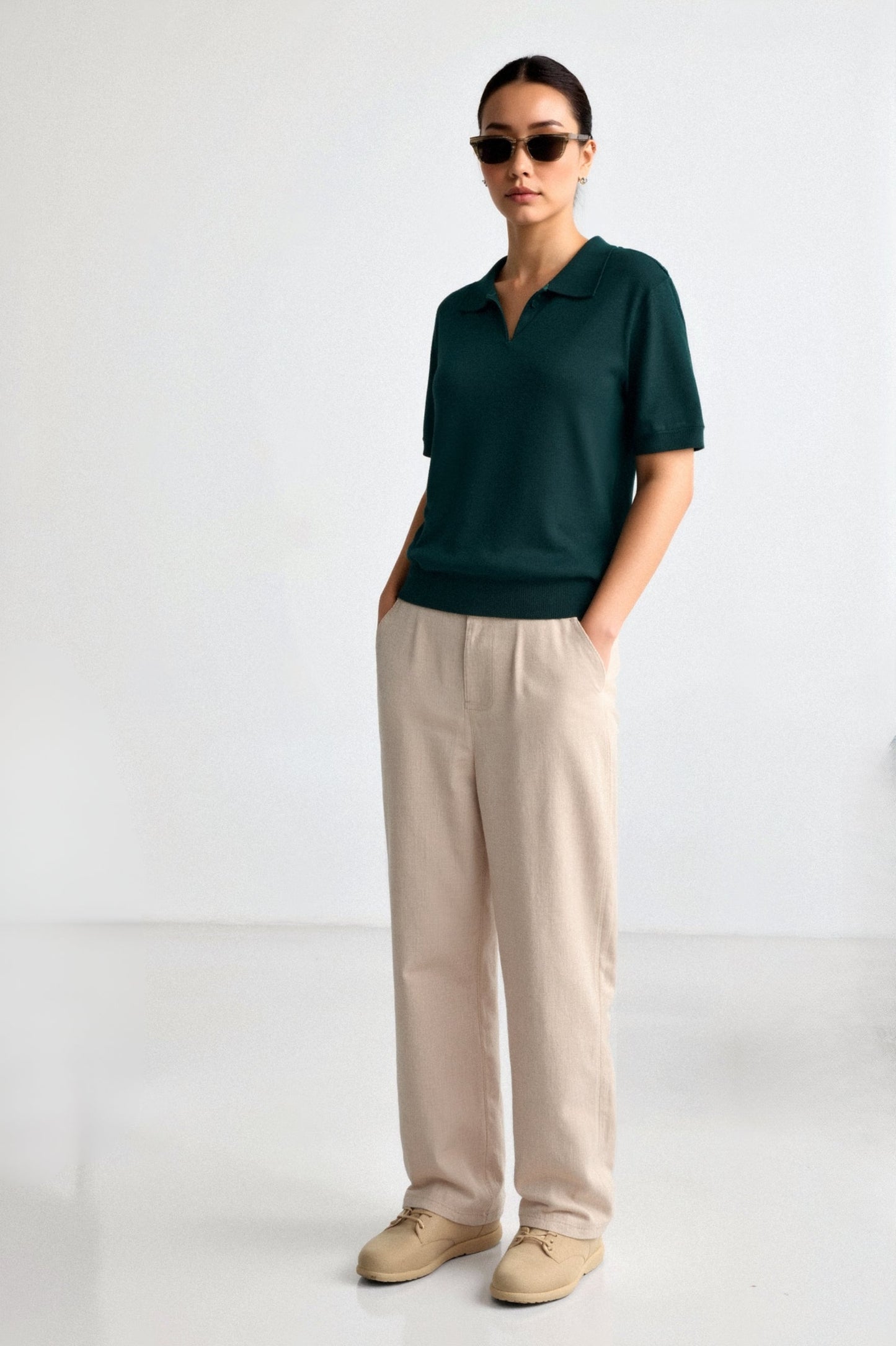 Gebreide poloshirt voor dames